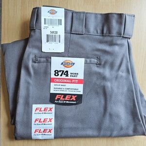 NWT Dickies 34x30 Gray 874 Flex Work Pants Original Fit